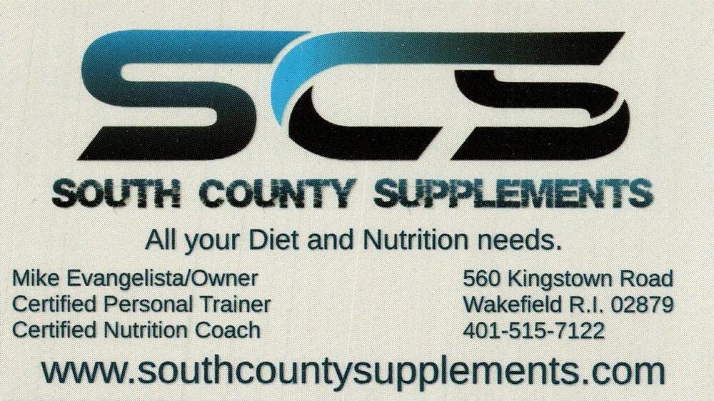 South County Supplements
<strong>Mike Evangelista</strong> — Owner / Certified Personal Trainer / Certified Nutrition Coach<br />South County Supplements<br />560 Kingstown Road, Wakefield, RI, 02879<br />401-515-7122<br />[url=tel:+14015157122][img]https://izadex.net/themes/izadex/images/contact-phone.png?v=254g71&izphone=tel%3A%2B14015157122[/img][/url] [url=https://www.southcountysupplements.com][img]https://izadex.net/themes/izadex/images/contact-web.png?v=254g71[/img][/url]
Keywords: Mike Evangelista South County Supplements Owner / Certified Personal Trainer / Certified Nutrition Coach 401-515-7122 https://www.southcountysupplements.com 560 Kingstown Road Wakefield RI 02879