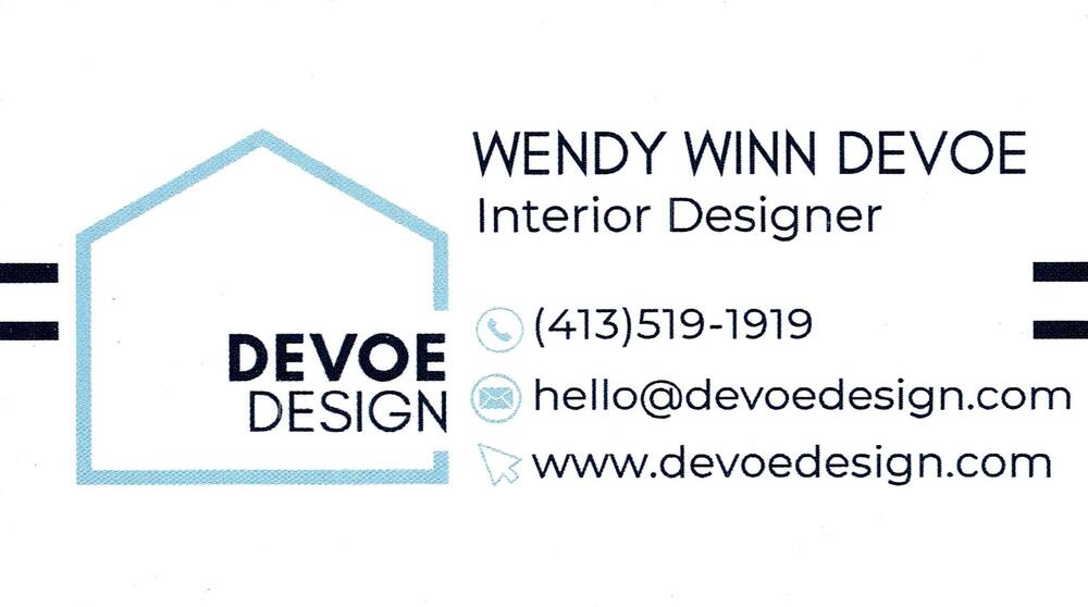 Devoe Design
<strong>Wendy Winn Devoe</strong> — Interior Designer<br />Devoe Design<br />413-519-1919<br />[url=tel:+14135191919][img]https://izadex.net/themes/izadex/images/contact-phone.png?v=254g71&izphone=tel%3A%2B14135191919[/img][/url] [url=https://www.devoedesign.com][img]https://izadex.net/themes/izadex/images/contact-web.png?v=254g71[/img][/url] [url=mailto:hello@devoedesign.com][img]https://izadex.net/themes/izadex/images/contact-email.png?v=254g71&izemail=hello%40devoedesign.com[/img][/url]
Keywords: Wendy Winn Devoe Devoe Design Interior Designer 413-519-1919 hello@devoedesign.com https://www.devoedesign.com