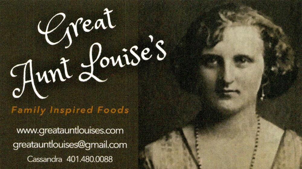 Great Aunt Louise's
<strong>Cassandra</strong><br />Great Aunt Louise's<br />401-480-0088<br />[url=tel:+14014800088][img]https://izadex.net/themes/izadex/images/contact-phone.png?v=254g71&izphone=tel%3A%2B14014800088[/img][/url] [url=https://www.greatauntlouises.com][img]https://izadex.net/themes/izadex/images/contact-web.png?v=254g71[/img][/url] [url=mailto:greatauntlouises@gmail.com][img]https://izadex.net/themes/izadex/images/contact-email.png?v=254g71&izemail=greatauntlouises%40gmail.com[/img][/url]
Keywords: Cassandra Great Aunt Louise's 401-480-0088 greatauntlouises@gmail.com https://www.greatauntlouises.com family inspired foods; specialty foods; prepared foods; food products