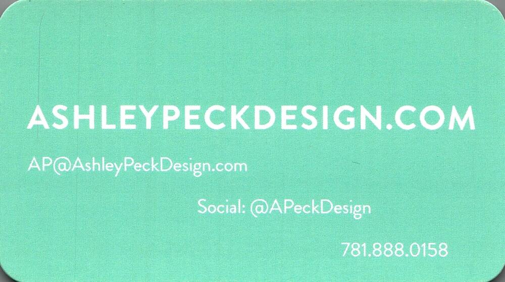 Ashley Peck Design
<strong>Ashley Peck</strong><br />Ashley Peck Design<br />781-888-0158<br />[url=tel:+17818880158][img]https://izadex.net/themes/izadex/images/contact-phone.png?v=254g71&izphone=tel%3A%2B17818880158[/img][/url] [url=https://AshleyPeckDesign.com][img]https://izadex.net/themes/izadex/images/contact-web.png?v=254g71[/img][/url] [url=mailto:AP@AshleyPeckDesign.com][img]https://izadex.net/themes/izadex/images/contact-email.png?v=254g71&izemail=AP%40AshleyPeckDesign.com[/img][/url]
Keywords: Ashley Peck Ashley Peck Design 781-888-0158 AP@AshleyPeckDesign.com https://AshleyPeckDesign.com graphic design; branding; creative services; design; marketing