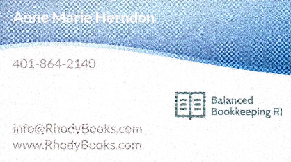 Balanced Bookkeeping RI
<strong>Anne Marie Herndon</strong><br />Balanced Bookkeeping RI<br />401-864-2140<br />[url=tel:+14018642140][img]https://izadex.net/themes/izadex/images/contact-phone.png?v=254g71&izphone=tel%3A%2B14018642140[/img][/url] [url=https://www.RhodyBooks.com][img]https://izadex.net/themes/izadex/images/contact-web.png?v=254g71[/img][/url] [url=mailto:info@RhodyBooks.com][img]https://izadex.net/themes/izadex/images/contact-email.png?v=254g71&izemail=info%40RhodyBooks.com[/img][/url]
Keywords: Anne Marie Herndon Balanced Bookkeeping RI 401-864-2140 info@RhodyBooks.com https://www.RhodyBooks.com bookkeeping; business financial records