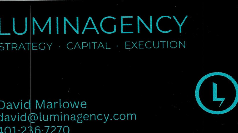Luminagency
<strong>David Marlowe</strong><br />Luminagency<br />401-236-7270<br />[url=tel:+14012367270][img]https://izadex.net/themes/izadex/images/contact-phone.png?v=254g71&izphone=tel%3A%2B14012367270[/img][/url] [url=https://luminagency.com][img]https://izadex.net/themes/izadex/images/contact-web.png?v=254g71[/img][/url] [url=mailto:david@luminagency.com][img]https://izadex.net/themes/izadex/images/contact-email.png?v=254g71&izemail=david%40luminagency.com[/img][/url]
Keywords: David Marlowe Luminagency 401-236-7270 david@luminagency.com https://luminagency.com business consulting; strategy; capital; execution