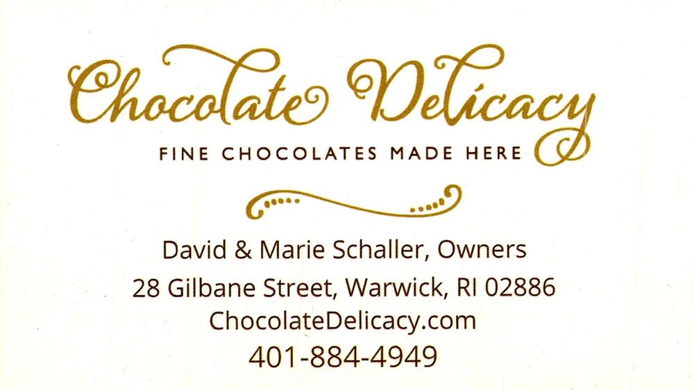 Chocolate Delicacy
<strong>David & Marie Schaller</strong> — Owners<br />Chocolate Delicacy<br />28 Gilbane Street, Warwick, RI, 02886<br />401-884-4949<br />[url=tel:+14018844949][img]https://izadex.net/themes/izadex/images/contact-phone.png?v=254g71&izphone=tel%3A%2B14018844949[/img][/url] [url=https://ChocolateDelicacy.com][img]https://izadex.net/themes/izadex/images/contact-web.png?v=254g71[/img][/url]
Keywords: David & Marie Schaller Chocolate Delicacy Owners 401-884-4949 https://ChocolateDelicacy.com 28 Gilbane Street Warwick RI 02886
