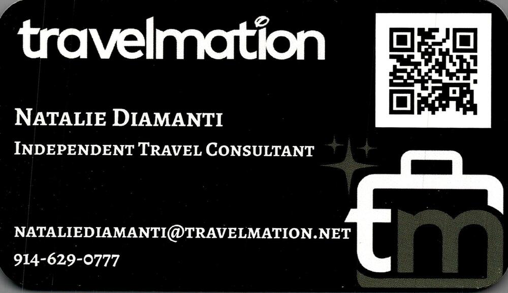 Travelmation
<strong>Natalie Diamanti</strong> — Independent Travel Consultant<br />Travelmation<br />914-629-0777<br />[url=tel:+19146290777][img]https://izadex.net/themes/izadex/images/contact-phone.png?v=254g71&izphone=tel%3A%2B19146290777[/img][/url] [url=mailto:NATALIEDIAMANTI@TRAVELMATION.NET][img]https://izadex.net/themes/izadex/images/contact-email.png?v=254g71&izemail=NATALIEDIAMANTI%40TRAVELMATION.NET[/img][/url]
Keywords: Natalie Diamanti Travelmation Independent Travel Consultant 914-629-0777 NATALIEDIAMANTI@TRAVELMATION.NET