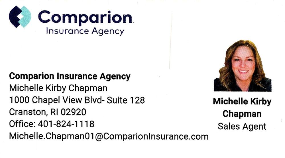 Comparion Insurance Agency
<strong>Michelle Kirby Chapman</strong> — Sales Agent<br />Comparion Insurance Agency<br />1000 Chapel View Blvd, Suite 128, Cranston, RI, 02920<br />401-824-1118<br />[url=tel:+14018241118][img]https://izadex.net/themes/izadex/images/contact-phone.png?v=254g71&izphone=tel%3A%2B14018241118[/img][/url] [url=mailto:Michelle.Chapman01@ComparionInsurance.com][img]https://izadex.net/themes/izadex/images/contact-email.png?v=254g71&izemail=Michelle.Chapman01%40ComparionInsurance.com[/img][/url]
Keywords: Michelle Kirby Chapman Comparion Insurance Agency Sales Agent 401-824-1118 Michelle.Chapman01@ComparionInsurance.com 1000 Chapel View Blvd, Suite 128 Cranston RI 02920