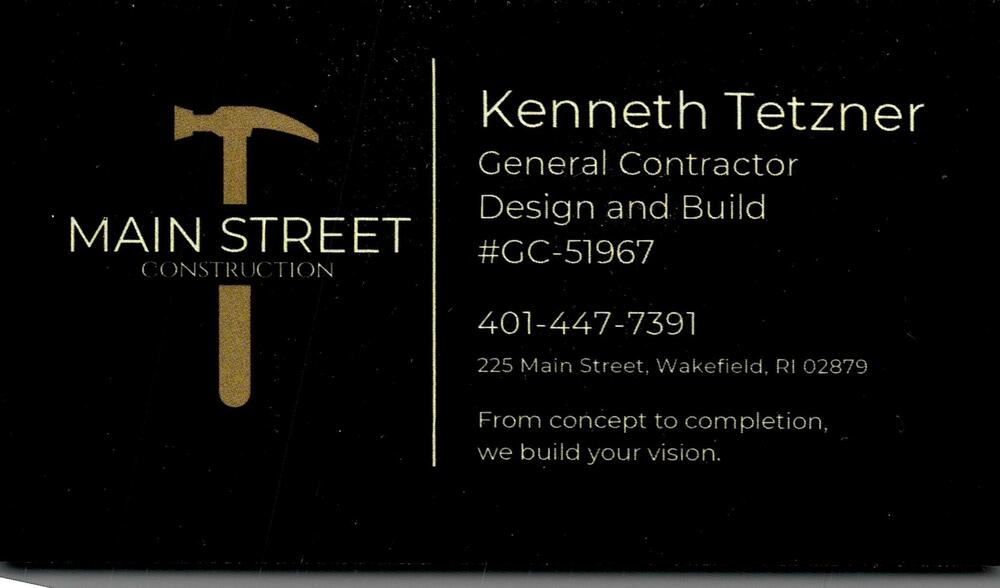 Main Street Construction
<strong>Kenneth Tetzner</strong> — General Contractor, Design and Build<br />Main Street Construction<br />225 Main Street, Wakefield, RI, 02879<br />401-447-7391<br />[url=tel:+14014477391][img]https://izadex.net/themes/izadex/images/contact-phone.png?v=254g71&izphone=tel%3A%2B14014477391[/img][/url]
Keywords: Kenneth Tetzner Main Street Construction General Contractor, Design and Build 401-447-7391 225 Main Street Wakefield RI 02879