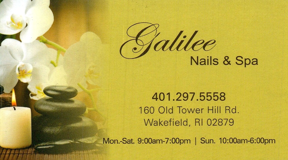 Galilee Nails & Spa
Galilee Nails & Spa<br />160 Old Tower Hill Rd., Wakefield, RI, 02879<br />401-297-5558<br />[url=tel:+14012975558][img]https://izadex.net/themes/izadex/images/contact-phone.png?v=254g71&izphone=tel%3A%2B14012975558[/img][/url]
Keywords: Galilee Nails & Spa 401-297-5558 160 Old Tower Hill Rd. Wakefield RI 02879 nails; spa