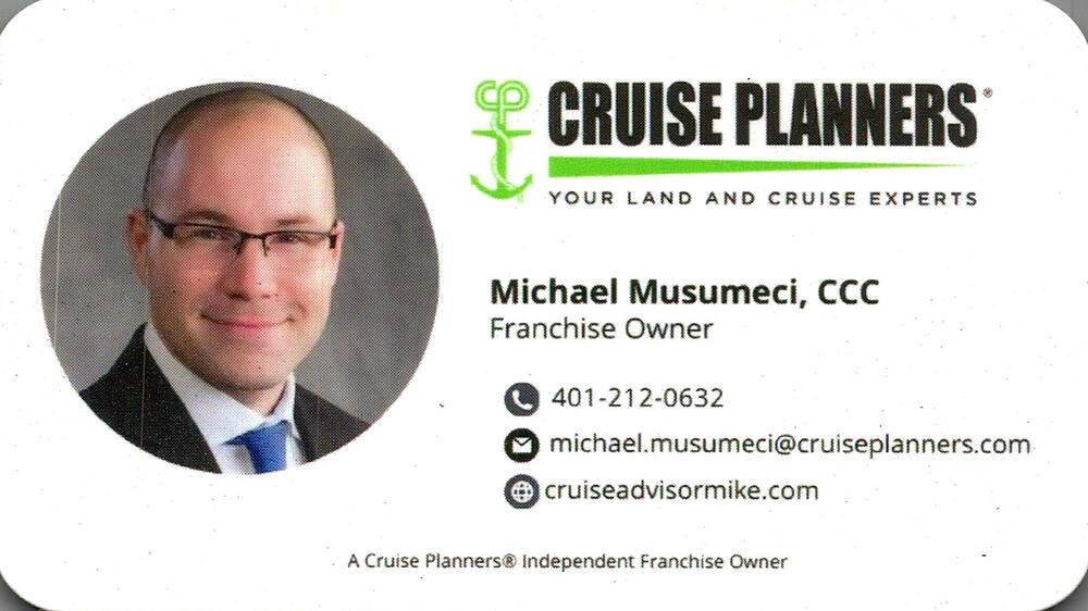 Cruise Planners
<strong>Michael Musumeci, CCC</strong> — Franchise Owner<br />Cruise Planners<br />401-212-0632<br />[url=tel:+14012120632][img]https://izadex.net/themes/izadex/images/contact-phone.png?v=254g71&izphone=tel%3A%2B14012120632[/img][/url] [url=https://cruiseadvisormike.com][img]https://izadex.net/themes/izadex/images/contact-web.png?v=254g71[/img][/url] [url=mailto:michael.musumeci@cruiseplanners.com][img]https://izadex.net/themes/izadex/images/contact-email.png?v=254g71&izemail=michael.musumeci%40cruiseplanners.com[/img][/url]
Keywords: Michael Musumeci, CCC Cruise Planners Franchise Owner 401-212-0632 michael.musumeci@cruiseplanners.com https://cruiseadvisormike.com