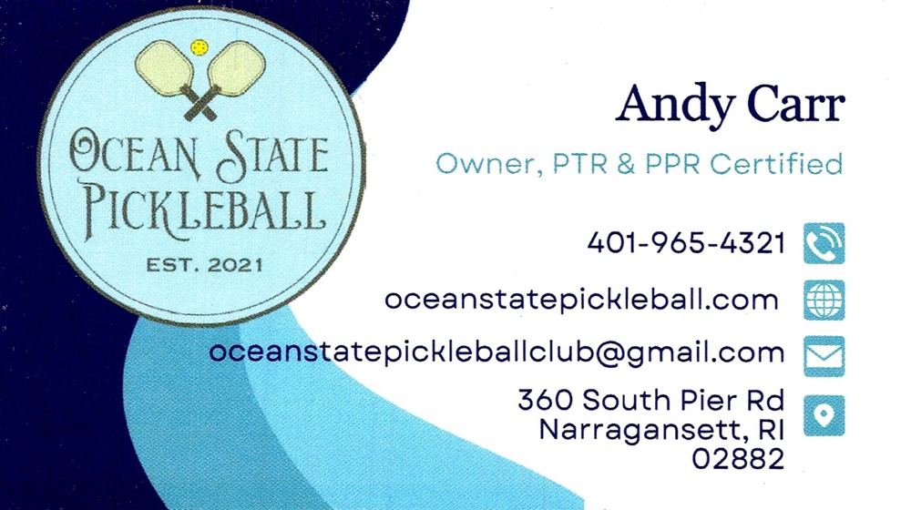 Ocean State Pickleball
<strong>Andy Carr</strong> — Owner, PTR & PPR Certified<br />Ocean State Pickleball<br />360 South Pier Rd, Narragansett, RI, 02882<br />401-965-4321<br />[url=tel:+14019654321][img]https://izadex.net/themes/izadex/images/contact-phone.png?v=254g71&izphone=tel%3A%2B14019654321[/img][/url] [url=https://oceanstatepickleball.com][img]https://izadex.net/themes/izadex/images/contact-web.png?v=254g71[/img][/url] [url=mailto:oceanstatepickleballclub@gmail.com][img]https://izadex.net/themes/izadex/images/contact-email.png?v=254g71&izemail=oceanstatepickleballclub%40gmail.com[/img][/url]
Keywords: Andy Carr Ocean State Pickleball Owner, PTR & PPR Certified 401-965-4321 oceanstatepickleballclub@gmail.com https://oceanstatepickleball.com 360 South Pier Rd Narragansett RI 02882 pickleball