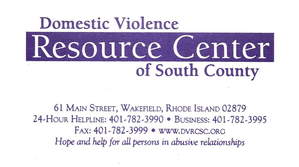Domestic Violence Resource Center of South County
Domestic Violence Resource Center of South County<br />61 Main Street, Wakefield, RI, 02879<br />401-782-3995 / 401-782-3990<br />[url=tel:40178239954017823990][img]https://izadex.net/themes/izadex/images/contact-phone.png?v=254g71&izphone=tel%3A40178239954017823990[/img][/url] [url=https://www.dvrcsc.org][img]https://izadex.net/themes/izadex/images/contact-web.png?v=254g71[/img][/url]
Keywords: Domestic Violence Resource Center of South County 401-782-3995 / 401-782-3990 https://www.dvrcsc.org 61 Main Street Wakefield RI 02879