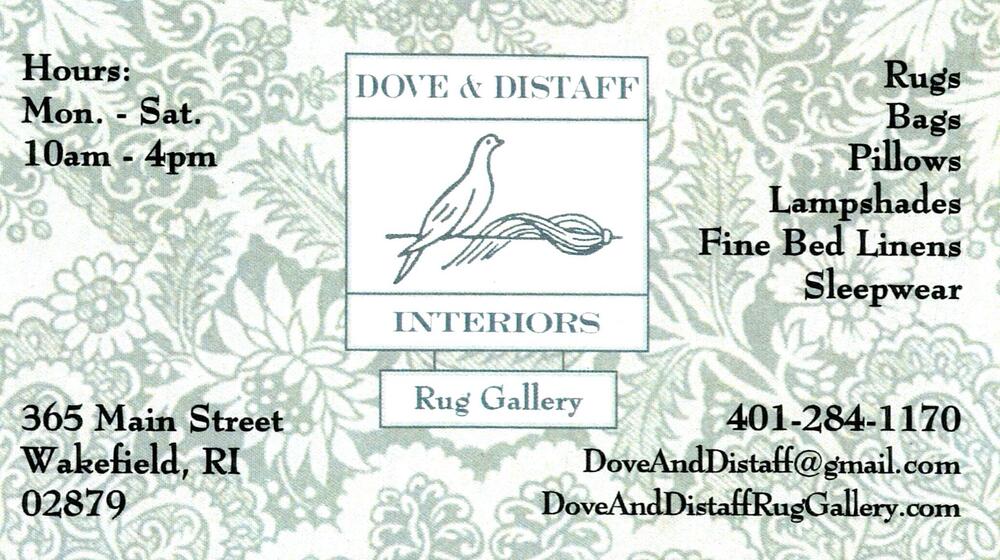 Dove & Distaff Interiors / Rug Gallery
Dove & Distaff Interiors / Rug Gallery<br />365 Main Street, Wakefield, RI, 02879<br />401-284-1170<br />[url=tel:+14012841170][img]https://izadex.net/themes/izadex/images/contact-phone.png?v=254g71&izphone=tel%3A%2B14012841170[/img][/url] [url=https://DoveAndDistaffRugGallery.com][img]https://izadex.net/themes/izadex/images/contact-web.png?v=254g71[/img][/url] [url=mailto:DoveAndDistaff@gmail.com][img]https://izadex.net/themes/izadex/images/contact-email.png?v=254g71&izemail=DoveAndDistaff%40gmail.com[/img][/url]
Keywords: Dove & Distaff Interiors / Rug Gallery 401-284-1170 DoveAndDistaff@gmail.com https://DoveAndDistaffRugGallery.com 365 Main Street Wakefield RI 02879