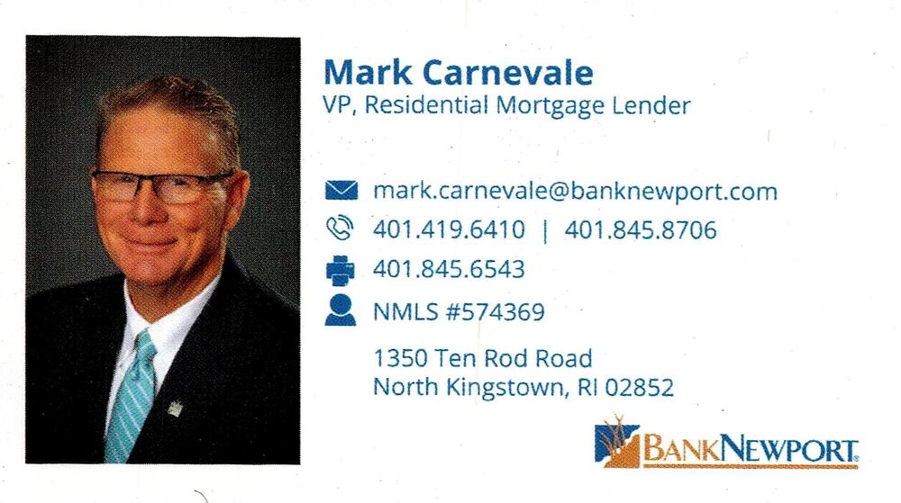 BankNewport
<strong>Mark Carnevale</strong> — VP, Residential Mortgage Lender<br />BankNewport<br />1350 Ten Rod Road, North Kingstown, RI, 02852<br />401-419-6410 / 401-845-8706<br />[url=tel:40141964104018458706][img]https://izadex.net/themes/izadex/images/contact-phone.png?v=254g71&izphone=tel%3A40141964104018458706[/img][/url] [url=mailto:mark.carnevale@banknewport.com][img]https://izadex.net/themes/izadex/images/contact-email.png?v=254g71&izemail=mark.carnevale%40banknewport.com[/img][/url]
Keywords: Mark Carnevale BankNewport VP, Residential Mortgage Lender 401-419-6410 / 401-845-8706 mark.carnevale@banknewport.com 1350 Ten Rod Road North Kingstown RI 02852