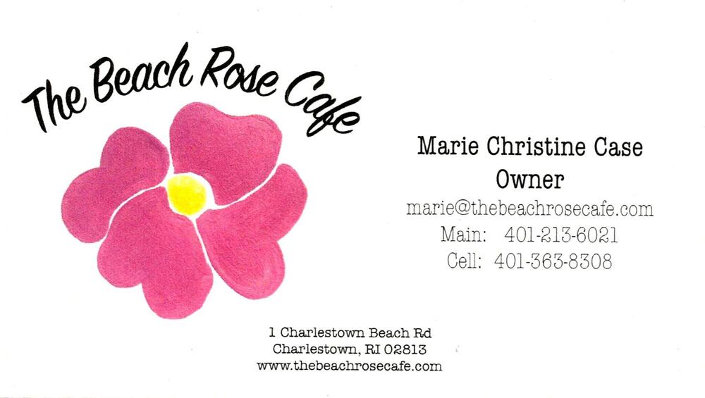 The Beach Rose Cafe
<strong>Marie Christine Case</strong> — Owner<br />The Beach Rose Cafe<br />1 Charlestown Beach Rd, Charlestown, RI, 02813<br />401-213-6021 main / 401-363-8308 cell<br />[url=tel:40121360214013638308][img]https://izadex.net/themes/izadex/images/contact-phone.png?v=254g71&izphone=tel%3A40121360214013638308[/img][/url] [url=https://www.thebeachrosecafe.com][img]https://izadex.net/themes/izadex/images/contact-web.png?v=254g71[/img][/url] [url=mailto:marie@thebeachrosecafe.com][img]https://izadex.net/themes/izadex/images/contact-email.png?v=254g71&izemail=marie%40thebeachrosecafe.com[/img][/url]
Keywords: Marie Christine Case The Beach Rose Cafe Owner 401-213-6021 main / 401-363-8308 cell marie@thebeachrosecafe.com https://www.thebeachrosecafe.com 1 Charlestown Beach Rd Charlestown RI 02813