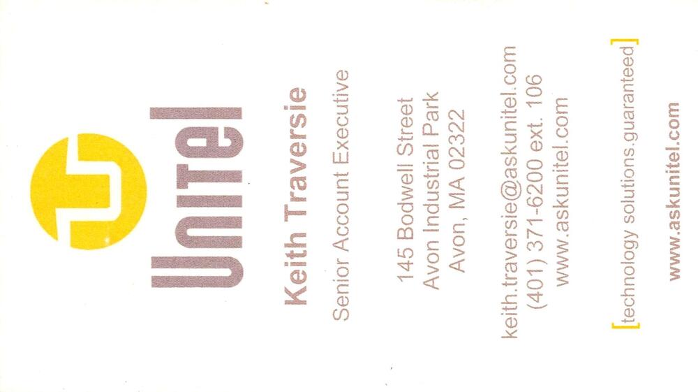 Unitel
<strong>Keith Traversie</strong> — Senior Account Executive<br />Unitel<br />145 Bodwell Street, Avon Industrial Park, Avon, MA, 02322<br />401-371-6200 ext. 106<br />[url=tel:+14013716200;ext=106][img]https://izadex.net/themes/izadex/images/contact-phone.png?v=254g71&izphone=tel%3A%2B14013716200%3Bext%3D106[/img][/url] [url=https://www.askunitel.com][img]https://izadex.net/themes/izadex/images/contact-web.png?v=254g71[/img][/url] [url=mailto:keith.traversie@askunitel.com][img]https://izadex.net/themes/izadex/images/contact-email.png?v=254g71&izemail=keith.traversie%40askunitel.com[/img][/url]
Keywords: Keith Traversie Unitel Senior Account Executive 401-371-6200 ext. 106 keith.traversie@askunitel.com www.askunitel.com 145 Bodwell Street, Avon Industrial Park Avon MA 02322
